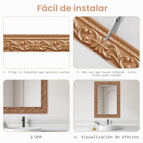 Molduras 3D autoadhesivas impermeables de estuco para pared 6