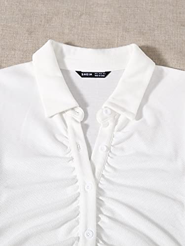 RASNEY Women's Dress Collared Buttoned Front Striped Dress Dress IPADSA (Color : White, Size : Medium)4