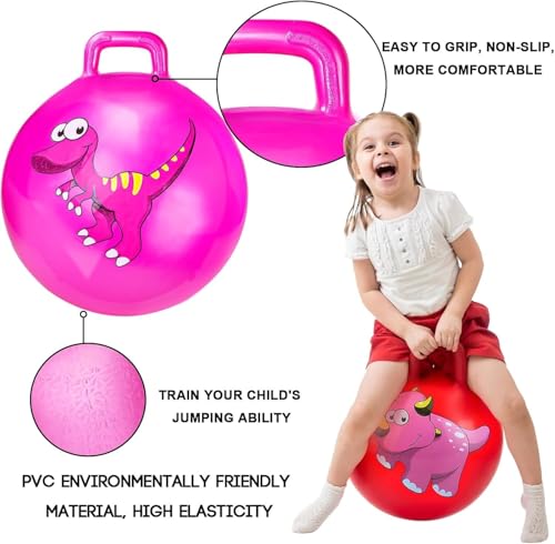 Image of Styxon Hopper Ball, 25in /65cm Diameter for Age 3-12, Exercise Bouncer, Hippity Hoppity Hopball for Children, Sit-on Bouncy Ball with Handle, Multicolor