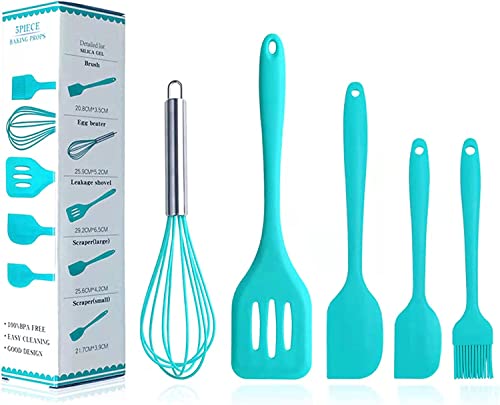 Image of Baskety Food Grade Silicone Rubber Spatula Set Non-Stick Kitchen Utensils for Baking, Cooking & Mixing (Blue)