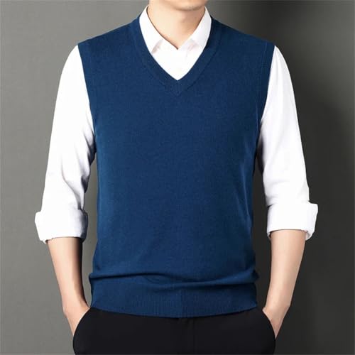 Men Thick Woolen Knitted Vest Business Casual Solid Color Sleeveless Pullover Waistcoat3
