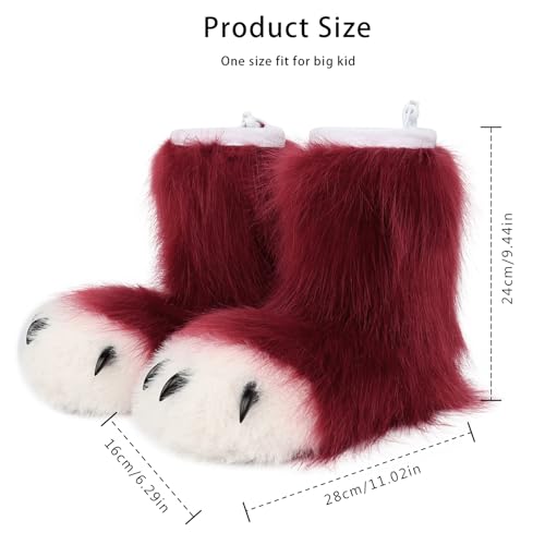 Image of Animal Fuzzy Slippers Bear Cat Wolf Dog Fox Fursuit Feet Paw Claw Shoes Furry Boots Costume Accessories for Adult Kids