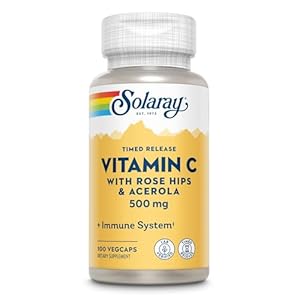 Solaray C Two Stage Timed Release with Rose Hips and Acerola Supplement, 500mg, 100 Count