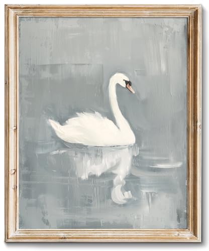 RETRART Vintage Swan Wall Art - Swan Canvas Art Prints for Wall Decor, Elegant Animal Oil Painting for Living Room, Bedroom, Kitchen - 8" x 10" - UNFRAMED