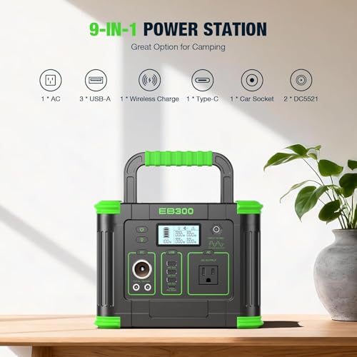 Image of 330W Portable Power Station, 288.6Wh Solar Generator for Outdoor Emergency | 60W USB-C PD Fast Charging, Wireless Charger, LED Light for RV Camping, Travel, Power Backup & Off-Grid Living (Peak 600W)