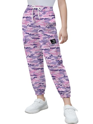 Image of Cromoncent Girls & Womens Camo Print Cargo Pants Outdoor Lightweight Jogger Baggy Pants, 6 Years - XX-Large