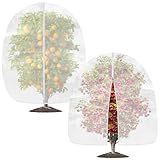 OZMI 8 x 8 FT Large Fruit Tree Garden Plant Protector Netting Covers with Zipper & Drawstring, Plant Protection Mesh Net Bags for Fruit Tree Blueberry Bush Tomato Flowers (2 Pcs)
