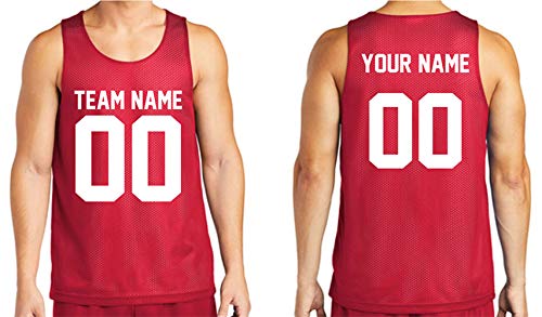 Custom Basketball Jersey Tank Top Make Your OWN 2 Sided Personalized Team Uniforms Red