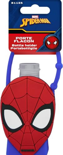 Marvel - Gel hidroalcohólico Falcon Spider-Man – Funda de silicona – Recargable con clip – Limpieza eficaz de manos – Accesorio higiénico divertido para niños – Oficial Disney