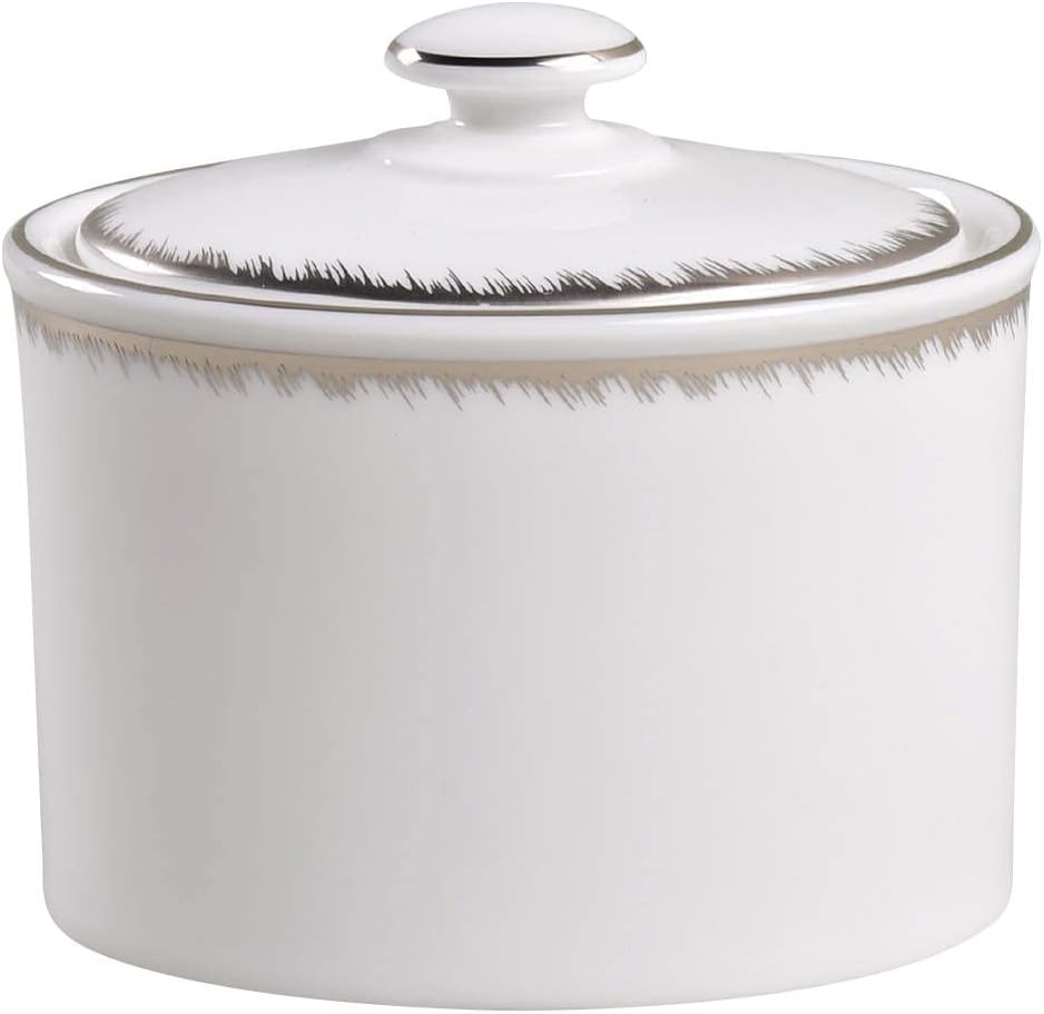 Wedgwood Platinum Plume Covered Sugar Bowl Bone China