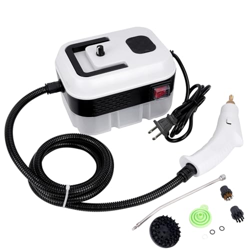 Image of Foandbevi 1200W Handheld Steam Cleaner with 6 Adjustable Levels, 105℃ High-Pressure Portable Steam Cleaning Machine for Car Detailing, Tile Grout, Couch, Mattress, Bed & Home - 6 in 1 Attachments