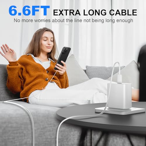 Phone 16 Pro Max Charger Fast Charging,45W Phone 16 Charger USB C Super Fast Charger Block&6.6FT Long Type C Charger Cable Cord for Phone 16/16 Pro/16 ProMax/16Plus/15/15ProMax,Samsung Galaxy,White