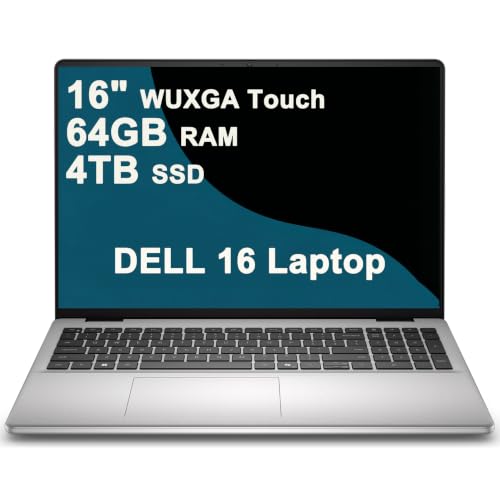 Image of Dell 16 Business Laptop 16 inch 2K WUXGA Comfortview Touchscreen Intel 10-core Core 7 150U 64GB DDR5 4TB SSD Backlit Fingerprint Wi-Fi6E FHD Camera Type-c ExpressCharge Long-Lasting Battery Win11Pro