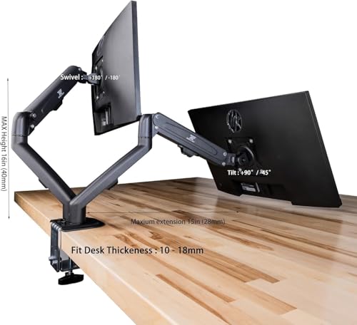Image of Acer Nitro ED240Q FreeSync FHD 1500R Curve Monitor ZeroFrame Design with 1ms Response Time, VESA Mount (100mm), VGA, HDMI & Dockztorm Hub, Black (UM.UE0AA.H01) & ErgoFlexy Dual Monitor Mount (2Pack)