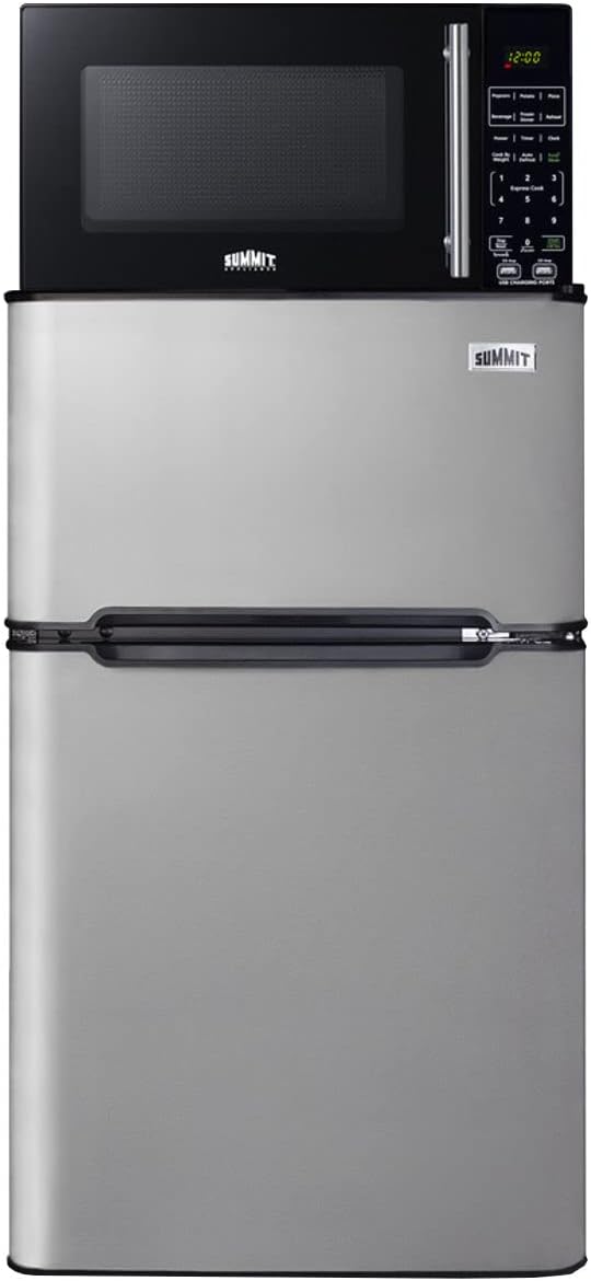 Summit MRF34BSSA Compact Microwave Refrigerator-Freezer Combination - Two-Door ENERGY STAR Fridge with 700 Watts Microwave - Ideal for Hotels, Dorms, and Office Breakrooms