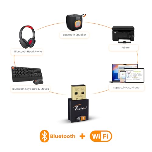 Image of Techie USB WiFi Adapter 150Mbps with Bluetooth for PC Desktop 2.4GHz