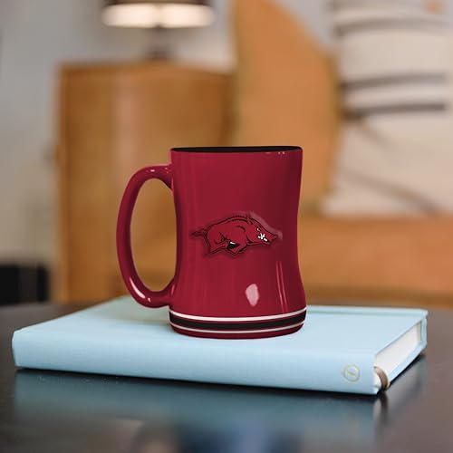 Image of Logo Brands NCAA Arkansas Razorbacks 14 oz Relief Coffee Mug - Officially Licensed Mug, Sculpted 3D Logo and Team Colors - Comfortable Handle and Glossy Finish for College Sports Fans