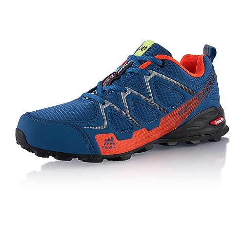 Fusskleidung® Damen Herren Wanderschuhe atmungsaktive Trail Running Trekkingschuhe Blau Orange EU 43