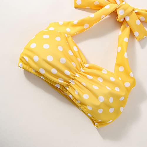 Baby Girls Bikini Swimsuits Toddler Girls Two Piece Polka Dot Smocked Tops and High Waist Bottoms Bathing Suit4