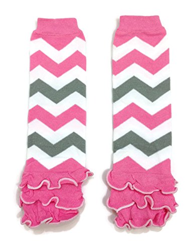 Rush Dance Chevron Zig Zag Ruffles Baby/Kids Toddler Leg Warmer (One Size, Pink & Gray & White)