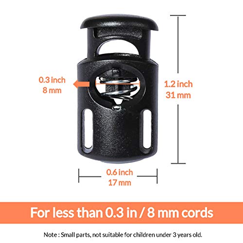 Higgat Cord Locks Plastic Toggle Spring Stop Cord Locks End Stoppers For Drawstrings, Bags, Shoelaces, Clothing, 10 Pcs (Black) #TOP4