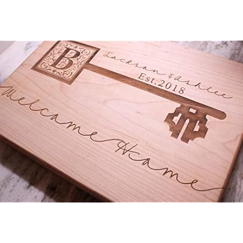 House Warming Gifts New Home - Get This Personalized Cutting Board From Size Sm - XXL add Coasters, Serving Boards, and Display Stands For Housewarming Gifts Cover
