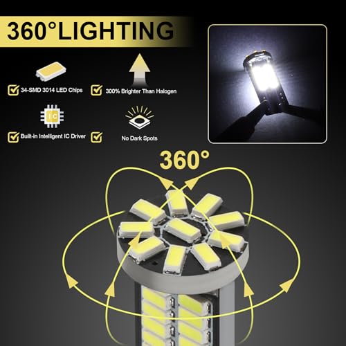 Ifunyled IFUNYLED-T10-WHITE 10 Pieces 194 Led Bulb Super Bright 6500K T10 168 2825 W5W 34-Smd 3014 Chipsets Replacement Bulbs For Car Trunk Interior Dome Map Door Dash Courtesy License Plate Lights thumb #5