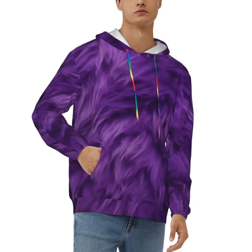 Fashion Men'S Hoodies Pullover Long Sleeve Hoody Purple Print Hooded Sweatshirt With Pocket