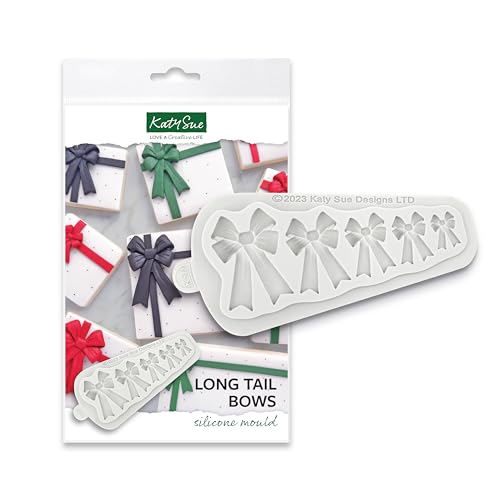 Katy Sue Katy Sue Moulds - Molde de silicona para decoración de pasteles, galletas y manualidades. Uso con fondant, pasta de azúcar y arcilla de secado al aire. Hace 5 lazos, el más grande es de 50 x