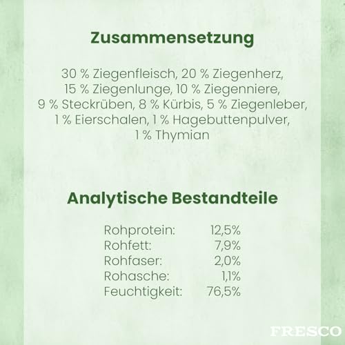 Fresco Dog Barf Wurst Weideziege mit Steckrübe | Doppelpack | 2 x 400 g | Ergänzungsfutter für Hunde | Kann dabei helfen Hunde optimal zu versorgen