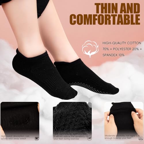 Non Slip Grip Socks 3 Pairs Yoga Socks Unisex for Pilates,Hospital,Ankle,Barre Anti Skid Socks for Women and Men(Black)3