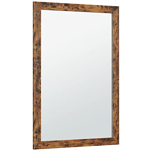 SONGMICS Wall Mirror, 24 x 36 Inches Bathroom Mirror for Wall, Rustic Vanity Mirror, Farmhouse Style, Rectangular, for Bedroom, Rustic Brown ULWM303X01