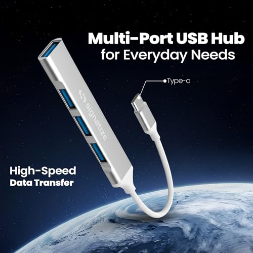 Image of 4-in-1 Multi-Port USB Hub Type C, High-Speed Data Transfer, 1 USB 3.0 and 3 USB 2.0 Ports, Compatible with Laptop, PC, MacBook, Mini, iMac, Tablet, Mobile Phones