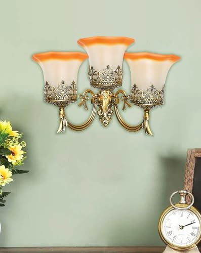 Image of WHITERAY Black Antique Designer Imported Wall Light Wall lamp for Bedroom, Living Room,Kitchen, Bars, malls, Besides The Bed, Balcony Home Decoration (1113 (Tripple) Without Bulb)