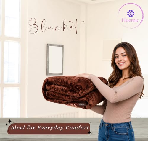 Image of Coffee Brown Double Bed Blanket 500 TC Super Soft Premium Microfiber Blanket, 87 x 85 Inches, Warm & Lightweight Winter Blanket, Soft Cozy AC Blanket, All Season Bed Blanket for Home & Travel