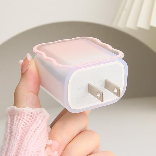 Funda de cargador de olas transparentes y protector de cables para iPhone 15 14 13 Pro Max 5