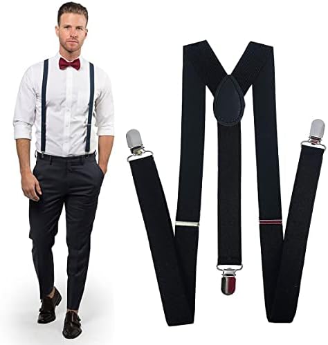 Adjustable Suspenders for Men and Women, Tuxedo Braces, Bouncy, Y Shaped, Safe and Durable, with Metal Clip, Comfortable, Unisex, Can Be Matched with Jeans, Suits, Shorts, Etc, 1 Pcs, Black