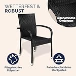 Casaria Polyrattan Gartenstuhl-Set stapelbar