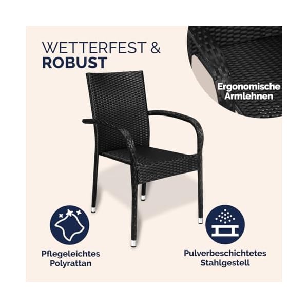 Casaria Polyrattan Gartenstuhl-Set stapelbar