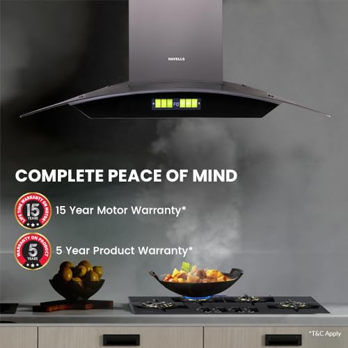 Image of Havells Polaris BLDC 60cm Curved Glass Chimney|Powerful 1600 m /hr Suction|Filterless Tech|Gesture & Touch Control|Auto Heat Clean|15 Yr Motor & 5 Yr Product Warranty by Havells| Free Installation Kit