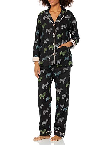 PJ Salvage Women's Loungewear Flannels Pajama Set, Black, XS