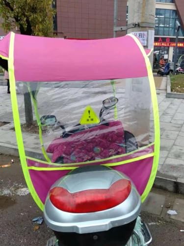 Image of Folding Motorcycle Canopy, Motorbike Sun Visor, Shade Tent, Umbrella, Windshield & Rain Cover (Pink) - Universal Fit, Foldable, UV & Weather Protection (Pink).