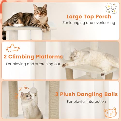 Árbol para Gatos Tangkula 64 Pulgadas Multinivel Beige miniatura 6