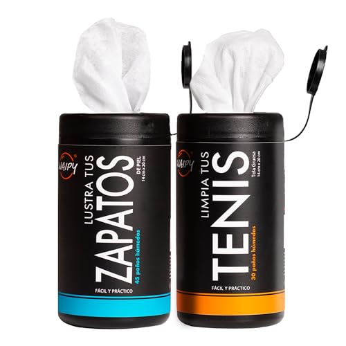 2 Pack Mixed | 1 Limpiador de Tenis y 1 Lustrador de Zapatos | Limpieza de Zapatos y Tenis en 2 minutos | Limpieza facil, practica y rápida | Botes de Toallas...