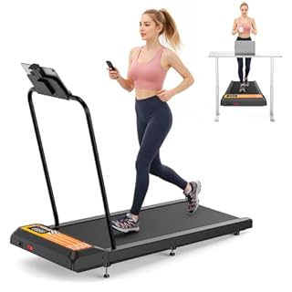 Walking Treadmill Pad with Incline and Handle Bar, Silent and Fitness Equipment, Treadmill with 4-in-1 Modes, Easy Assembly, Portable Home Gym Equipment (Yellow)