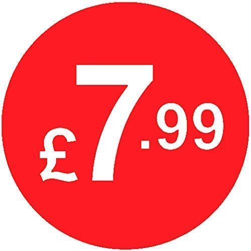 Pack of 500-20mm Price Stickers/Labels - Choose from 10p to £95 - Bright Red - Many Prices to Choose from (£7.99 - Red) — image 1