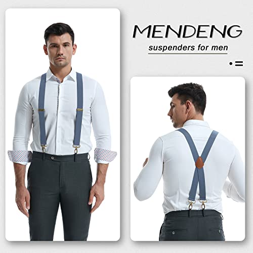 Image of MENDENG Suspenders for Men Heavy Duty Swivel Hooks Retro X-Back Adjustable Brace