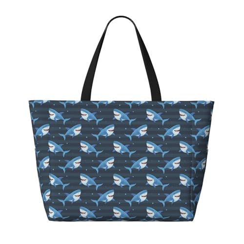 Funny Sharks Print Beach Pool Bags Tote For Women Ladies Large Gym Tote Carry On Bag For Weekender Travel Waterproof2