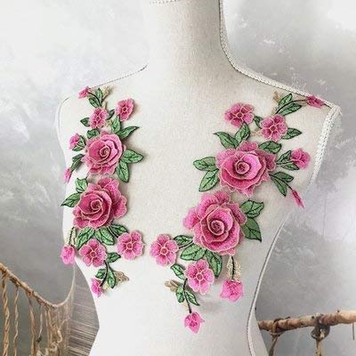 お値下げしました！薔薇の立体モチーフとフリンジ&バックスタイルが個性派♡ Amazon.co.jp: 衣装モチーフ バラ モチーフ 3D ピンク 薔薇 立体的