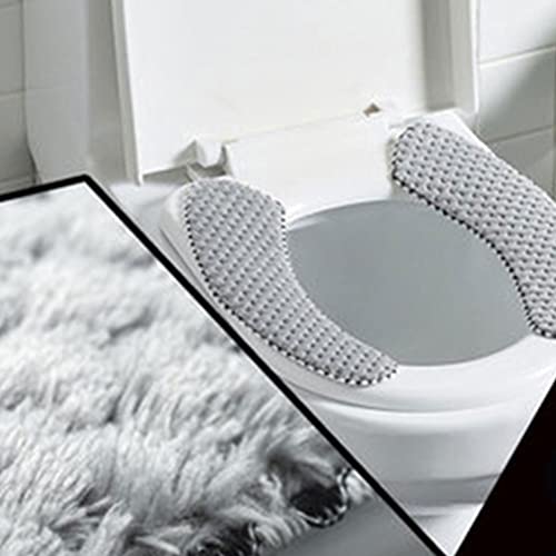 Liummrcy WC-Sitzbezüge, WC-Sitz-Cover-Pads, warme Toilettensitzkissen WC-Sitzbezüge, Dicke warme Selbstklebende Toilette Sitzkissen-WC-Sitz-Wärmer-Cover für Winter 1Pair Grau – Bild 7